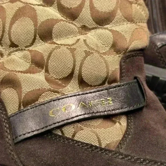Coach Juniper Brown Suede Signature Jacquard Winter Boots Women's Size 8B - Picture 12 of 13
